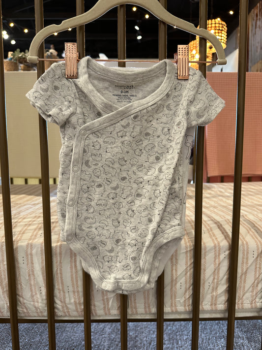 Carter's Gray Animal Button 3-Piece Onesies