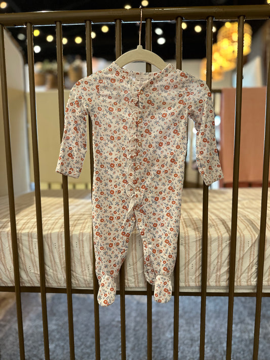 Starting Out Blue & Red Floral Ruffle Sleeper
