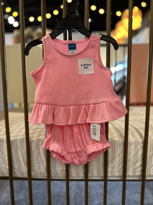 Old Navy Pink Ribbed Ruffle 2-piece Set