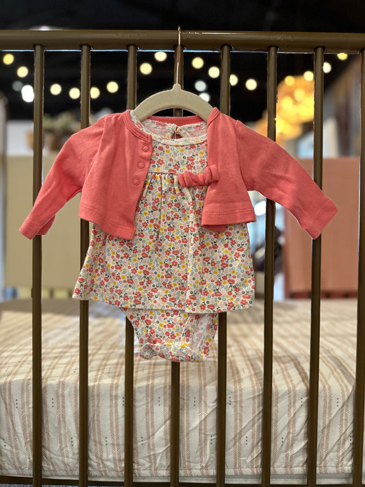 Child Of Mine Floral Onesie Dress With Jacket