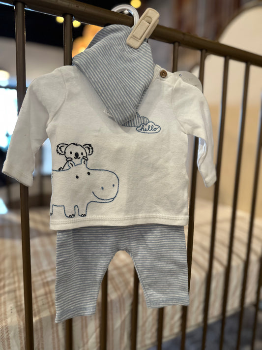 Carter's Blue Striped "Hello" 3-piece Outfit