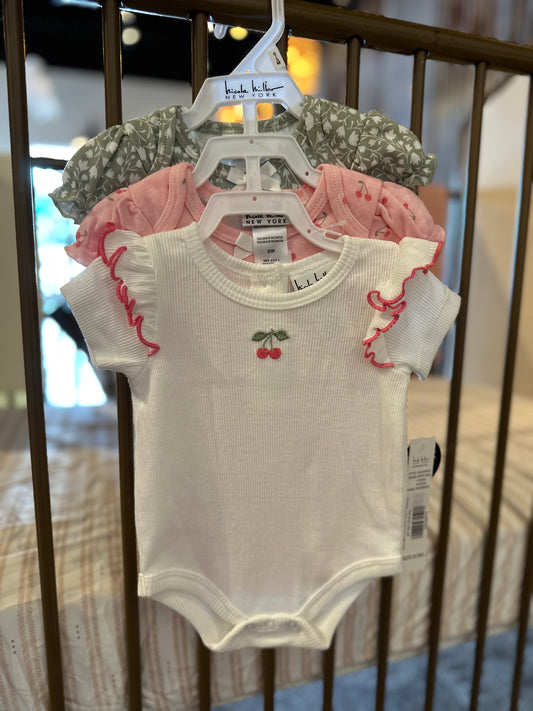 Nicole Miller Cherry Garden 3-piece  Onesie Set