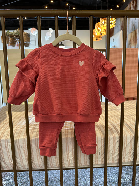 Carter's Pink Ruffle Heart Sweatshirt & Pants