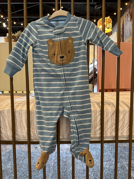 Carter's Brown Bear In Blue Stripes Sleeper