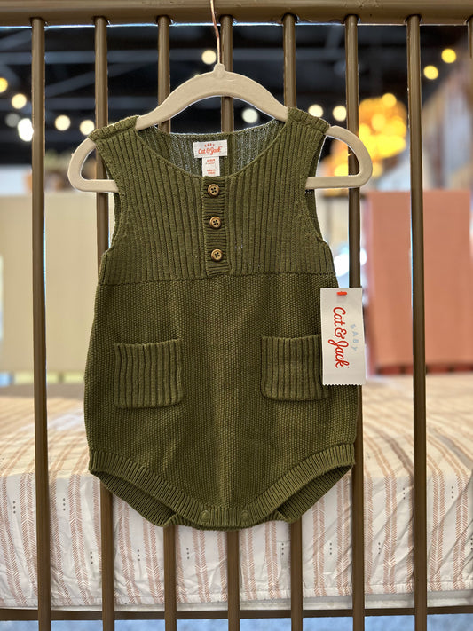 Cat & Jack Green Ribbed Romper