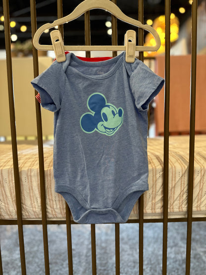 Carter's X Disney Red Striped & Mickey Onesies