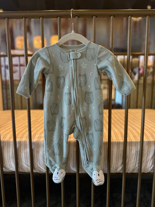 Carter's Green Owl Night Fuzzy Sleeper