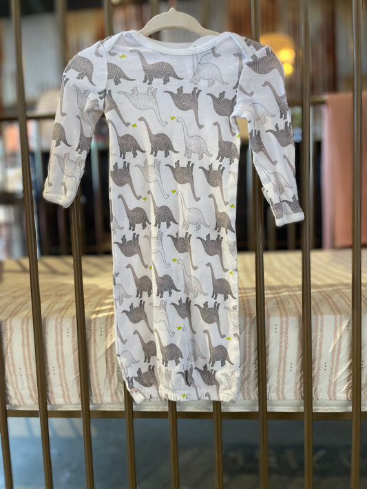 Simple Joys Gray & Lime Green Dino Gown JI