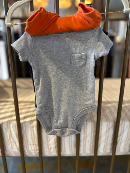 Carter's Navy, Orange, & Gray 3-piece Onesies