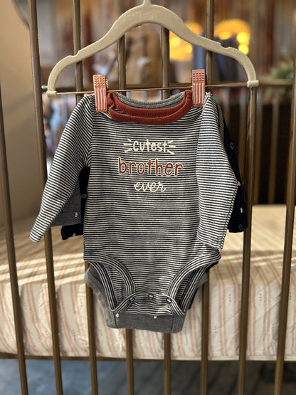 3-Piece "Cutest Brother Ever" Onesie Set