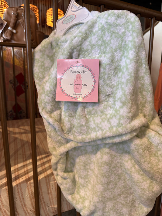 Green Floral Baby Swaddler