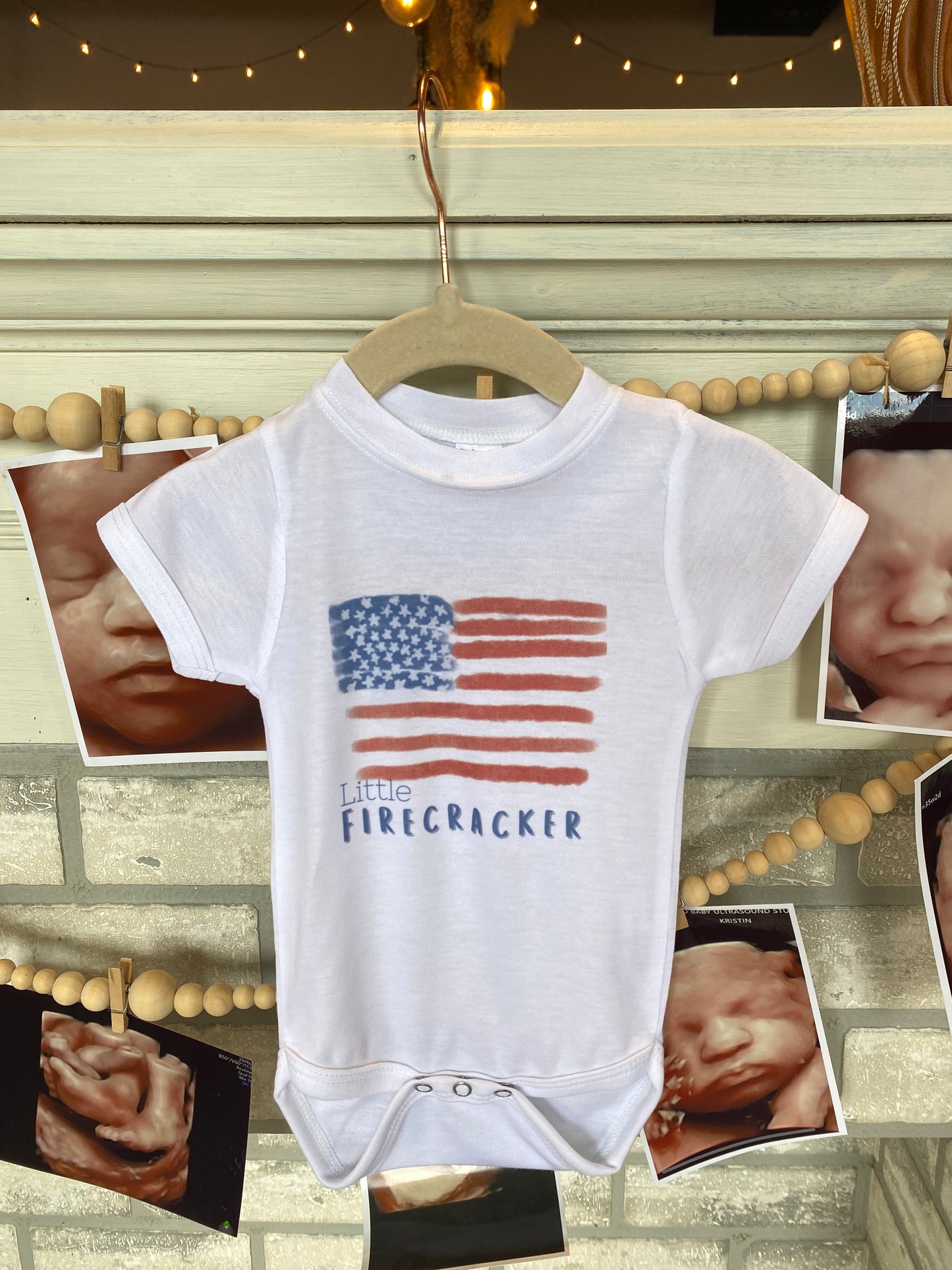 Little Firecracker onesie (flag)