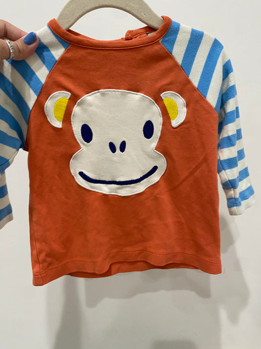 Piccalilly Happy Orange Monkey Long Sleeve