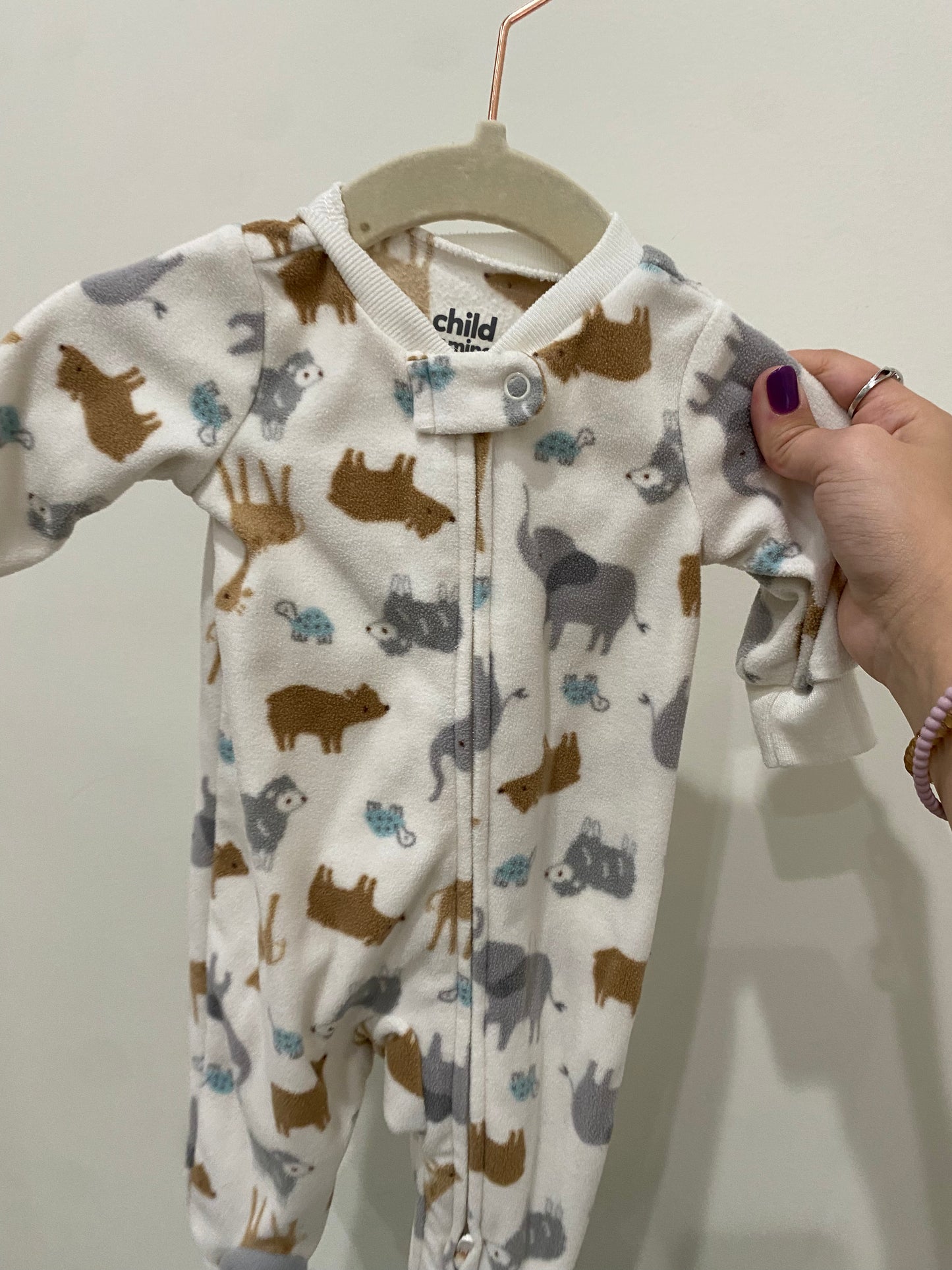 Child Of Mine Cream Animal Fuzzy Sleeper