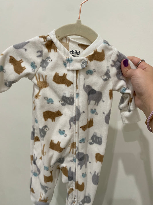 Child Of Mine Cream Animal Fuzzy Sleeper