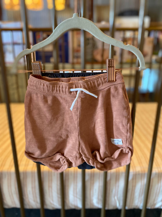 Casual Style Burnt Orange & Charcoal Shorts
