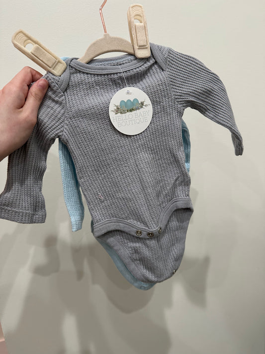Could Island Gray and Blue Ribbed Onesie