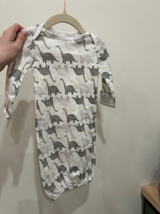 Carter's Gray & lime Green Dino Gown