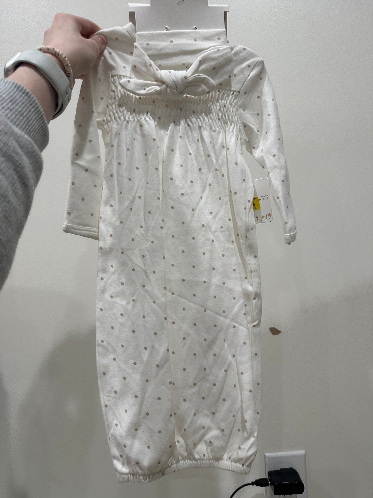 Starting Out Tan Poka Dot Gown