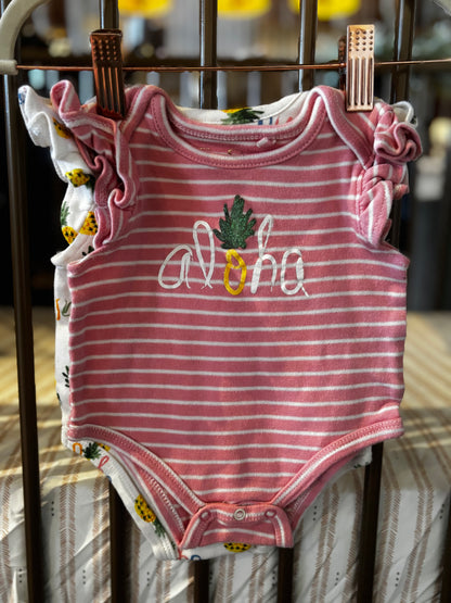 Jessica Simpson Pineapple Themed 3 Piece Onesie Set