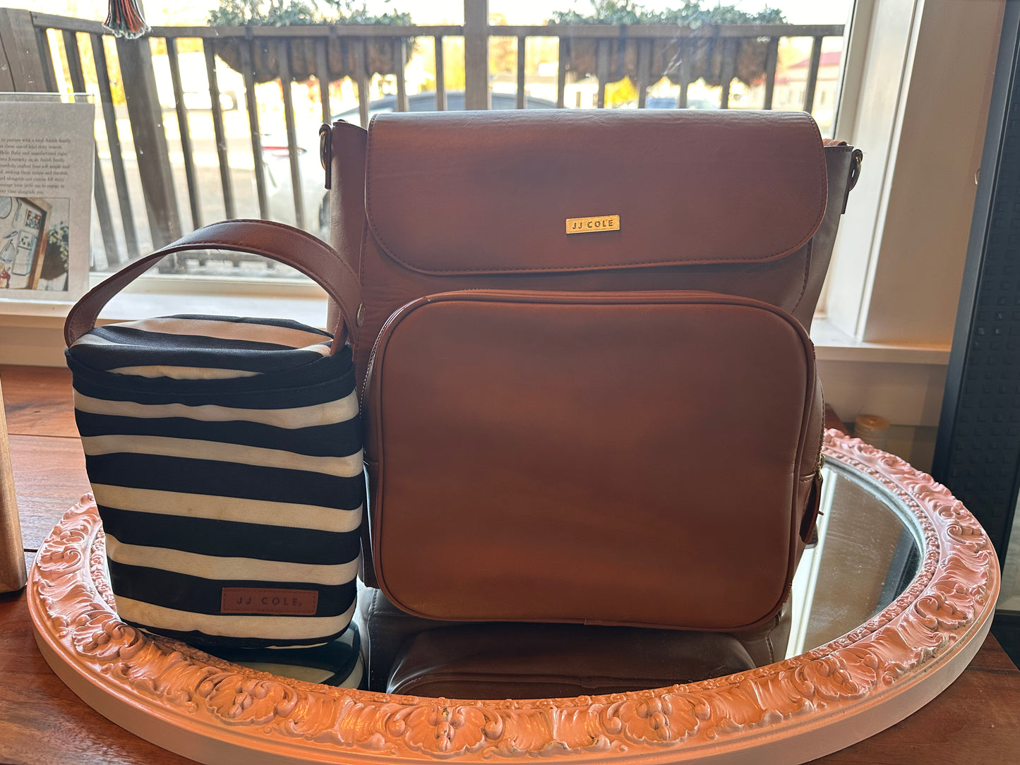JJ Cole Leather Diaper Bag + Matching Cooler
