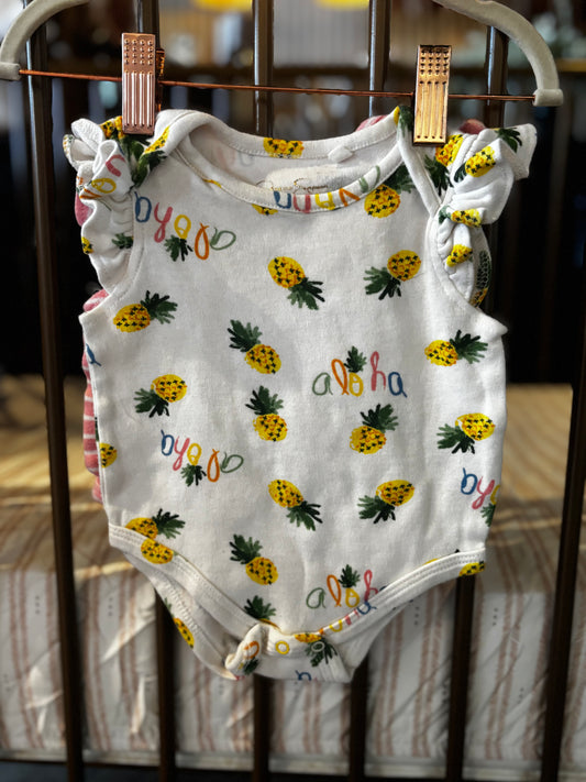 Jessica Simpson Pineapple Themed 3 Piece Onesie Set