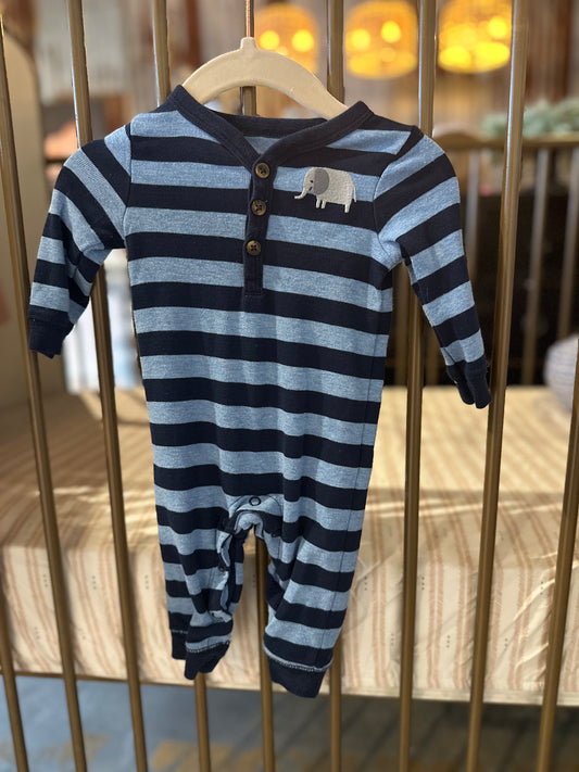 Just One You. Blue Elephant Striped Sleeper