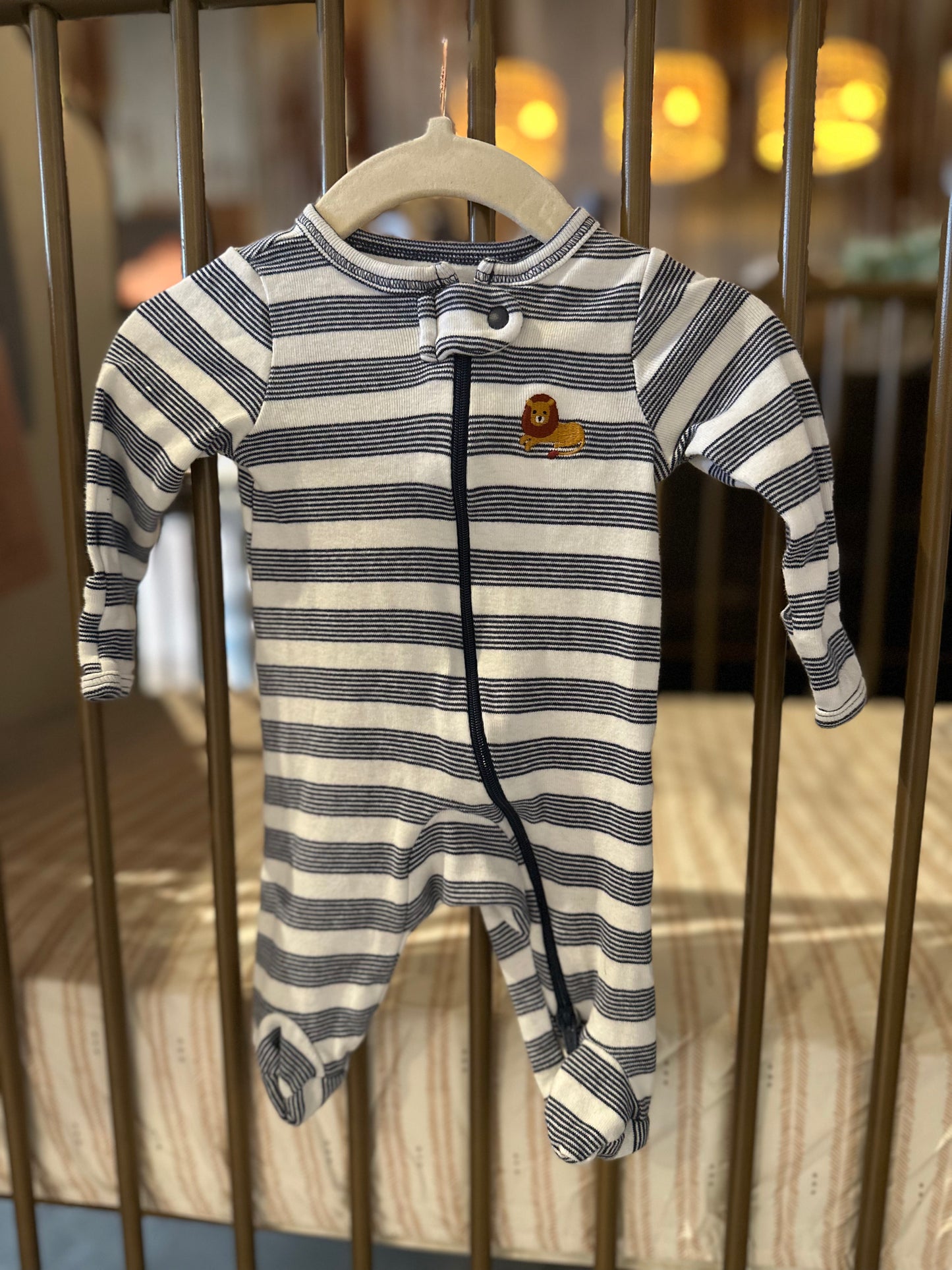 Just One You. Navy & White Striped Loin Sleeper