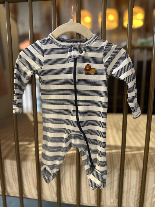 Just One You. Navy & White Striped Loin Sleeper