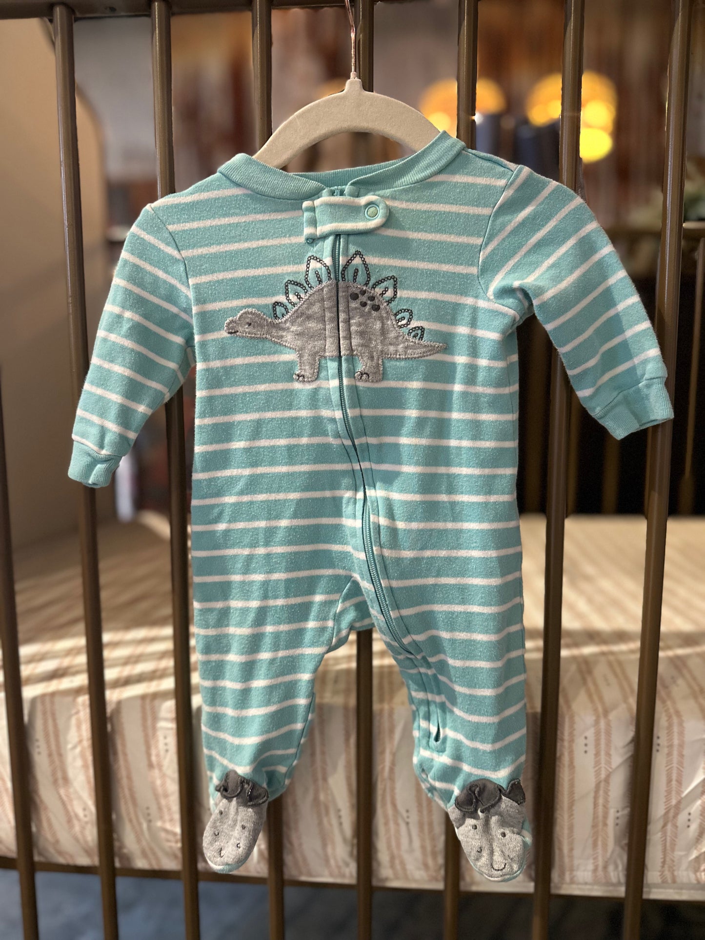 Just One You Dino Blue & White Stripped Sleeper