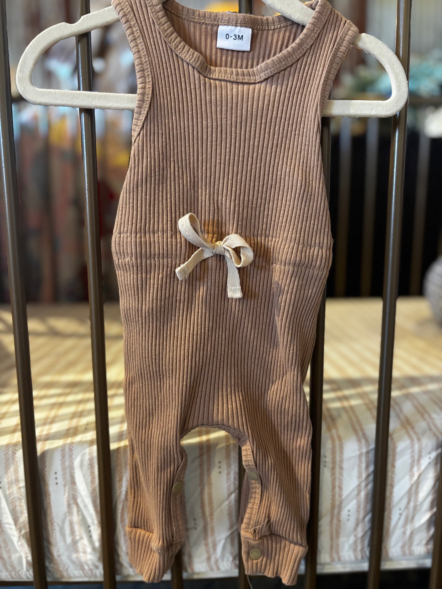 Light Brown Ribbed Jumpsuit