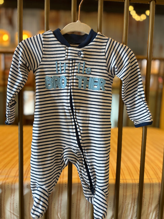 "Little Brother" Blue Striped Sleeper