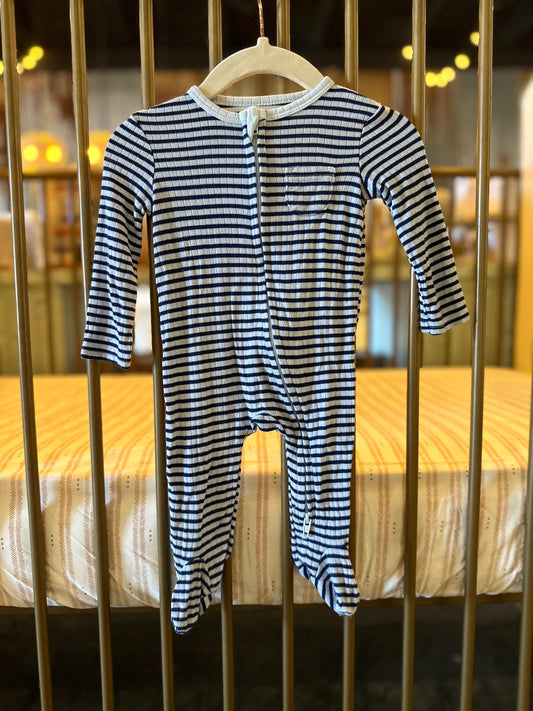 Little Me Light & Navy Blue Ribbed Sleeper