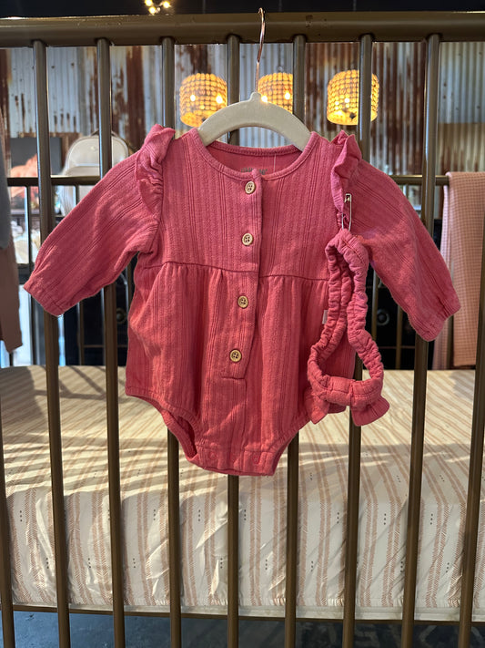 Little Me Ruffle Sleeve Onesie With Headband