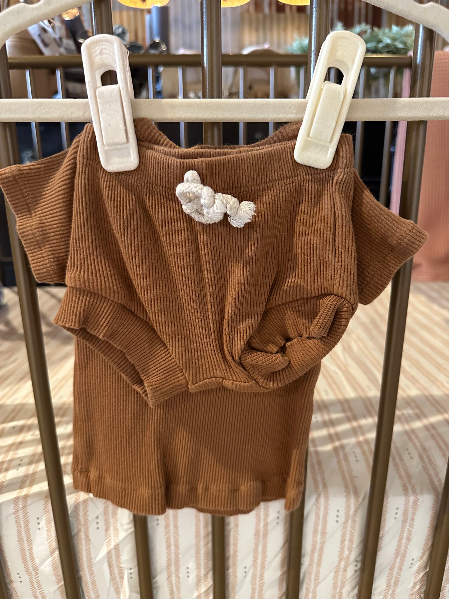 Mabie Baby Light Brown Ribbed 2-piece Outfit