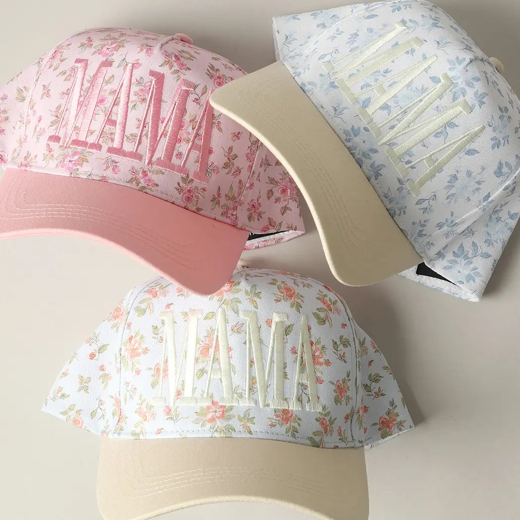Mama Embroidery Flower Hat