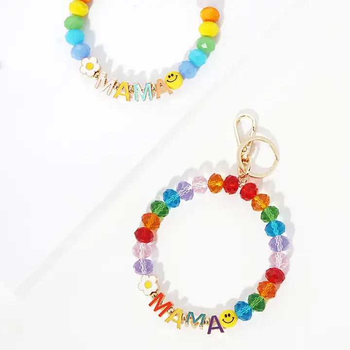 Mama Glass Bead Keychain Bracelets
