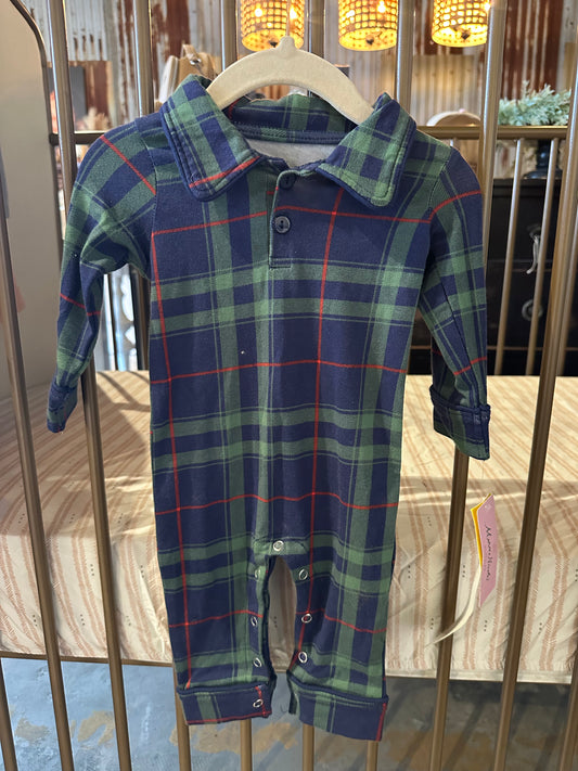 Marie Nicole Navy And Green Plaid