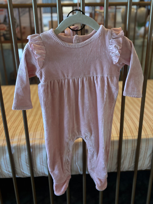 Mudpie Pink Ribbed Jumpsuit + Bow