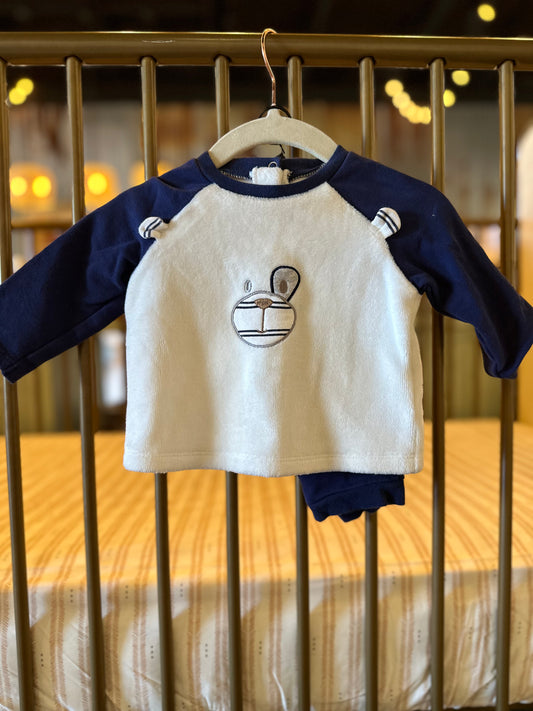 Navy Blue Dog Face 2-piece Outfit