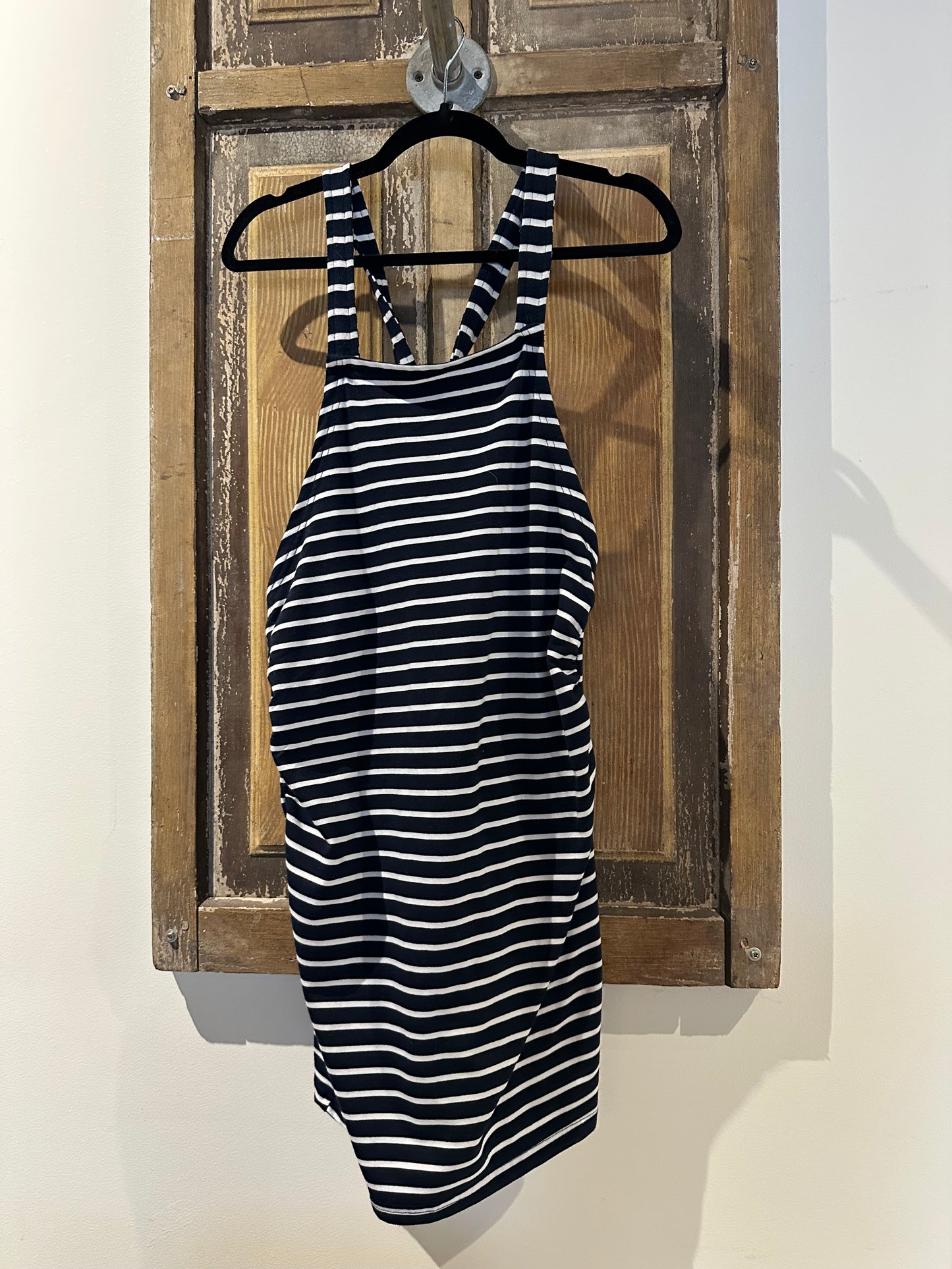 Navy & White Striped Maternity Dress
