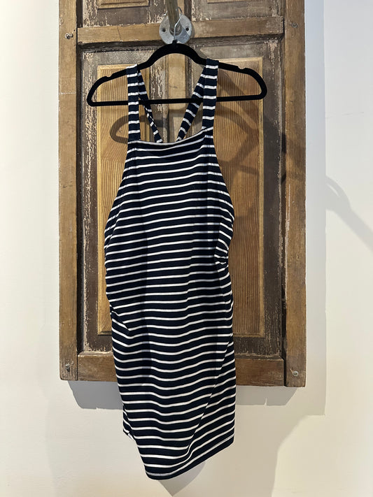 Navy & White Striped Maternity Dress