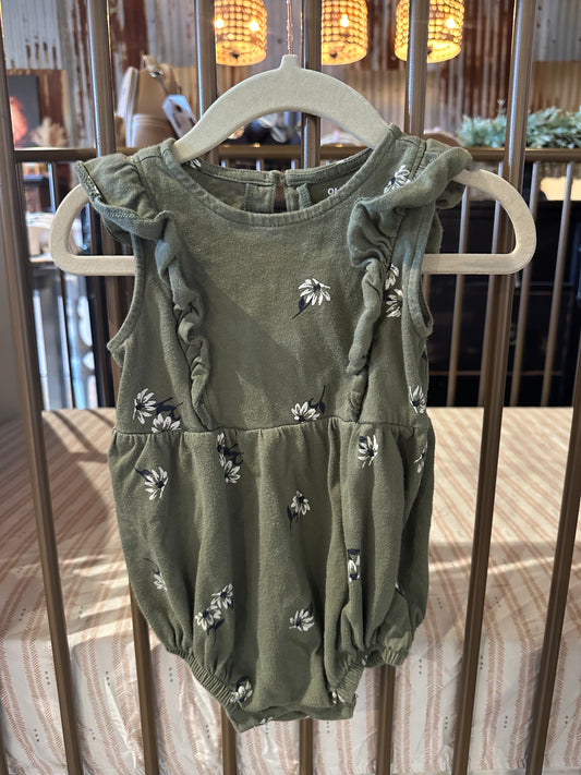 Old Navy Green Floral Onesie