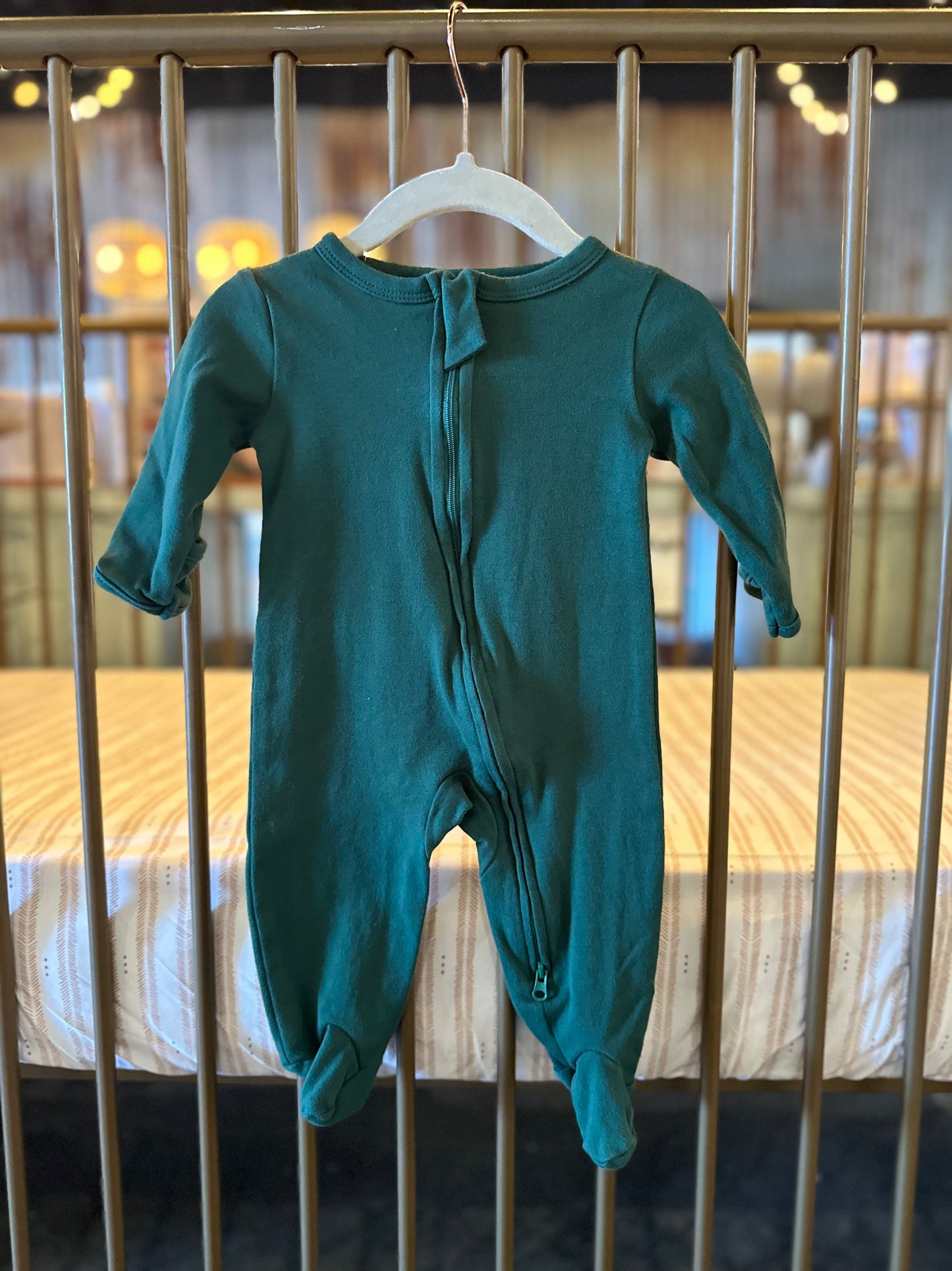 Plain Christmas Green Zip Up Sleeper