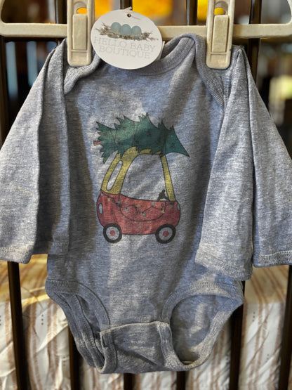 Red Car And Christmas Tree Onesie Set