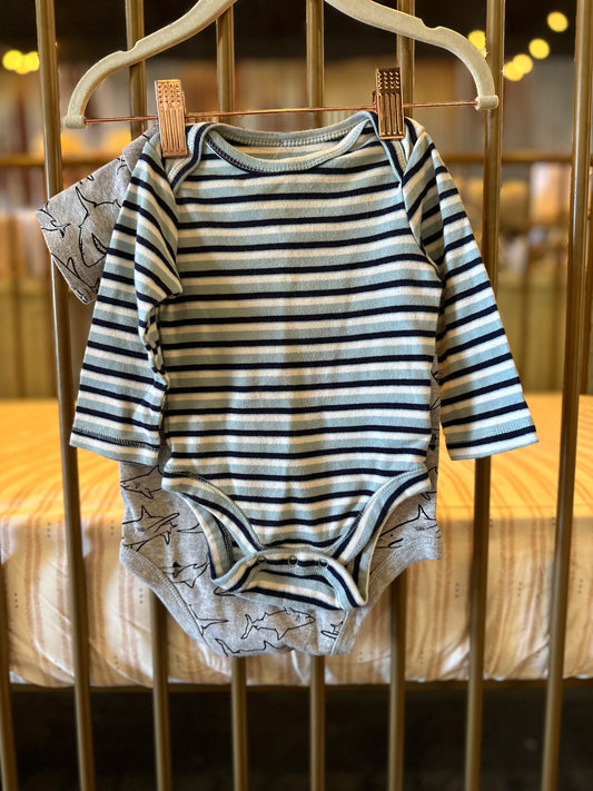 Shark Boy In Blue Stripes Onesies