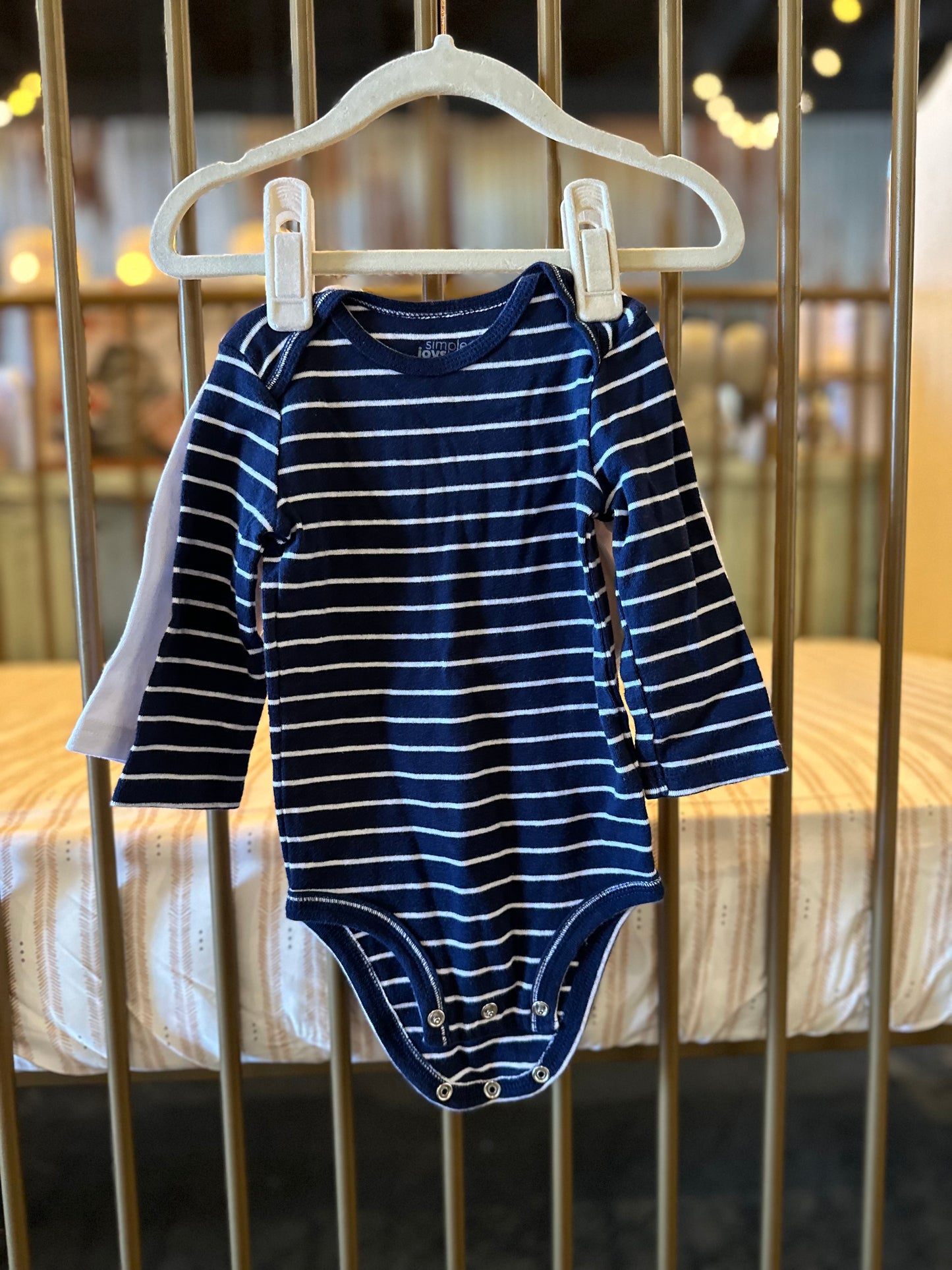 Simple Joys Navy Stripes X "Just Joined Team" Onesies
