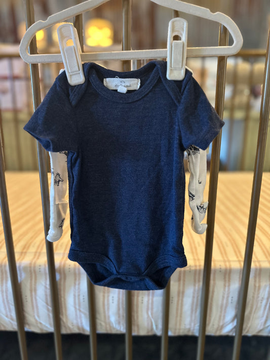 Starting Out Navy Dino 2-piece Onesies