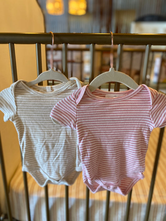 Starting Out Pink & Cream Striped 2-piece Onesies