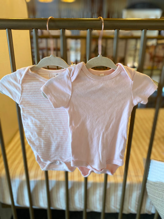 Starting Out Pink Striped 2-piece Onesies